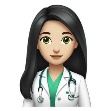 doctor, black hair, girl, white skin, straight hair, green eyes sticker