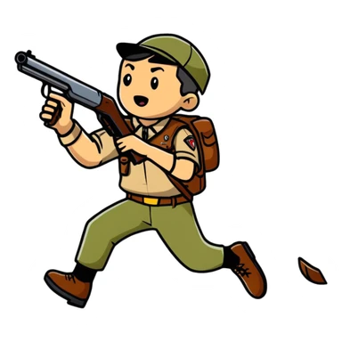 Scout character from Team Fortress 2 running with scattergun sticker