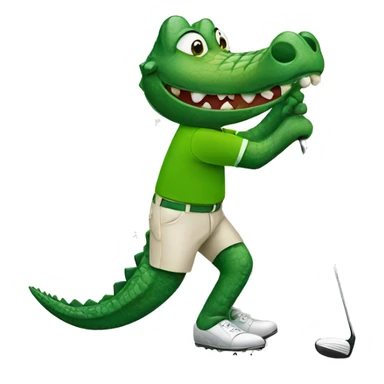 Alligator playing golf sticker