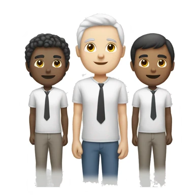 three white color male standing fronting sticker