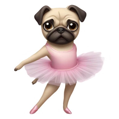 Ballerina pug dog sticker