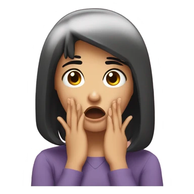 Shocked girl face and hands on face , black hair  sticker