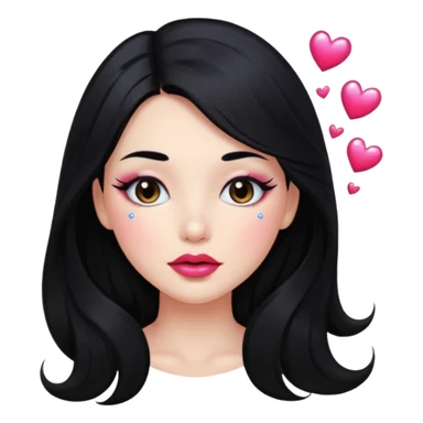 douyin long black hair glossy lips glittery girl sticker