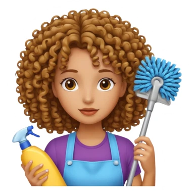 girl cleaning with curly hair sticker