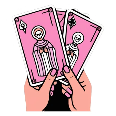 a hand of pink tarot cards sticker