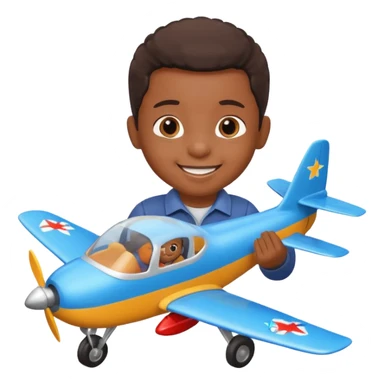 black child playing with plane sticker