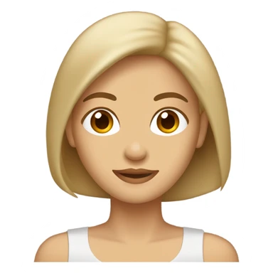 mujer pelo castaño claro, casi rubio, con ramera color beige, pero lacio y ojos cafe sticker