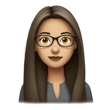 Beautiful brunette straight long hair with white frame glasses sticker