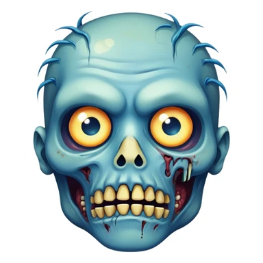 blue zombie face with bright glowing eyes sticker