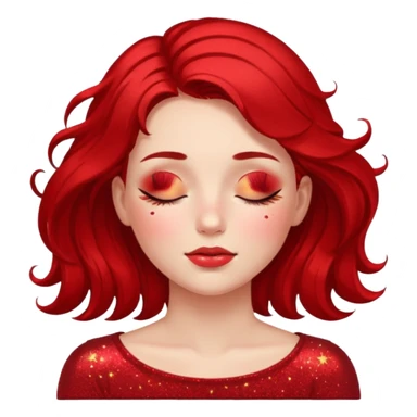 red glitter girl with closed eyes lying on the floor sticker