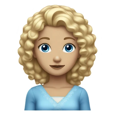 Blonde girl with curly hair and blue eyes looks like a princess sticker