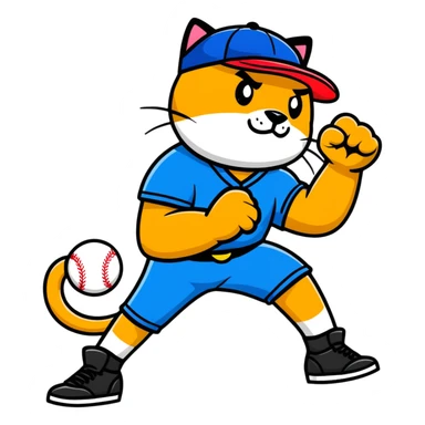 Razor Ramon from Sega WWF Mania video game in his signature pose defeating a cat in a baseball cap sticker