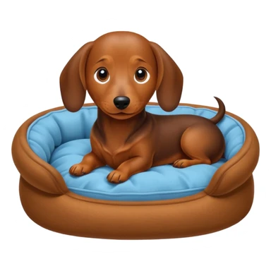Dachshund in dog bed sticker