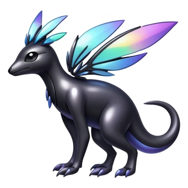 Modern futuristic Iridescent black dark fakemon-creature sticker