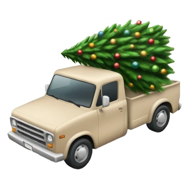 Beige truck with Christmas tree  sticker