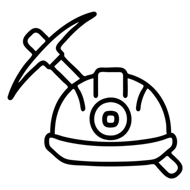mining industry scene with a pickaxe and helmet sticker