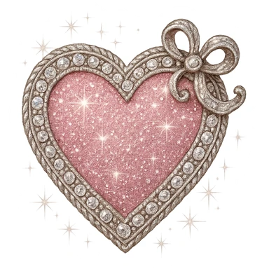 girly sparkling brooch, heart-shaped sticker