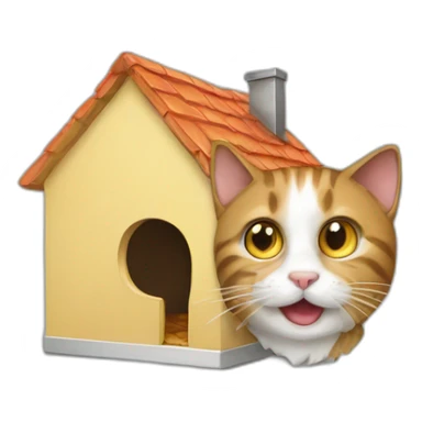 A cat eat a house sticker