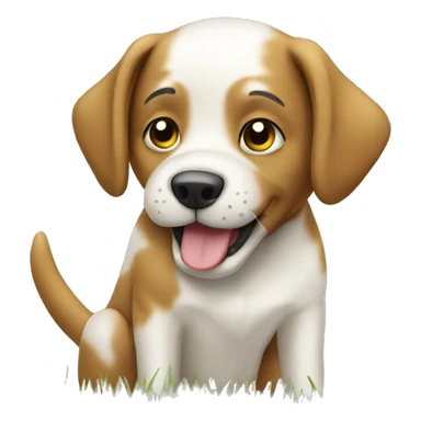 dog eating grass sticker