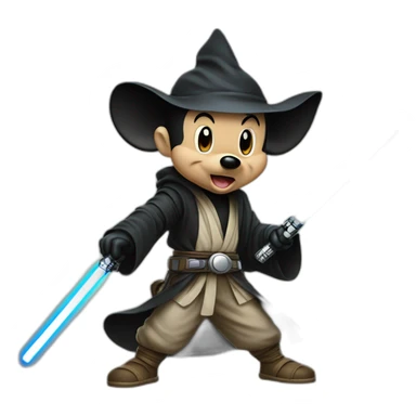 Mickey Mouse as a Jedi with lightsaber sticker