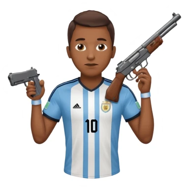 haz un turro con una biszera para atras y con un arma remera argentina pero arma de fuego sticker