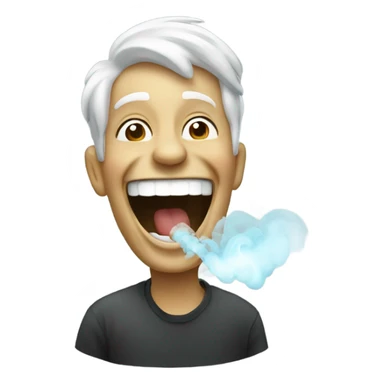 Laughing person with a vape sticker