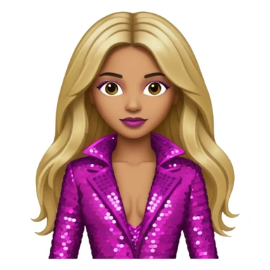 Ciara with long dark blonde hair magenta sequin outfit sticker