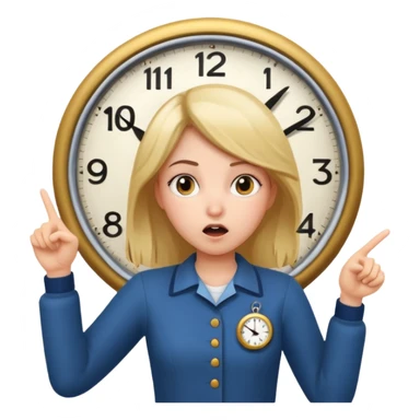  girl pointing at a clock sticker