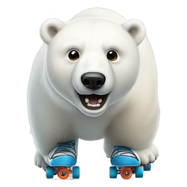 polar bear wearing roller skates  sticker