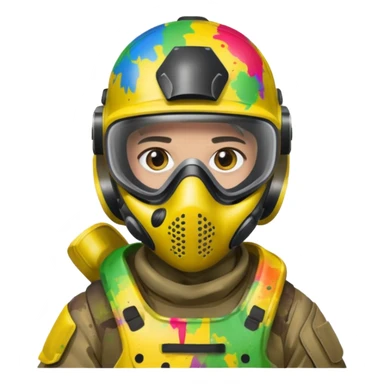 paintball player face shot with lots of colors sticker