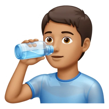 man drinking water from a bottle sticker