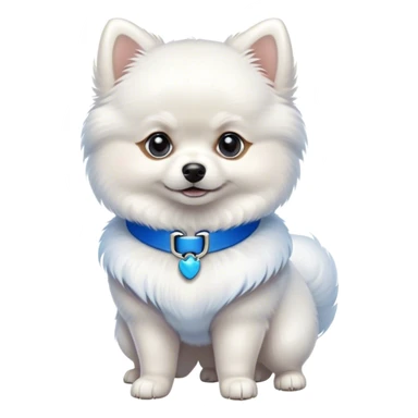 Bright White Pomeranian blue collar stance sticker