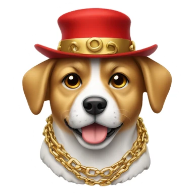 Dog with red hat and gold chain sticker