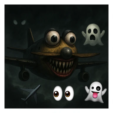 Avions manege du parc saint paul en emoji  rajoute et garde aspect terrifiante et rajoute  sticker