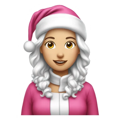 White Santa girl pink sticker