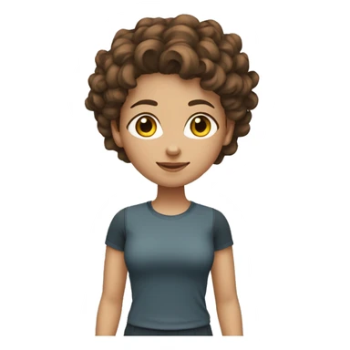 YOUNG WOMAN WITH CURLY, SHORT, BROWN HAIR. SHE WEARS HER HAIR UP AND SPORTS CLOTHES sticker