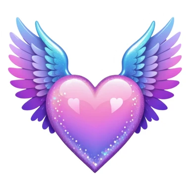 ombré heart with big full pastel wings with glitter and sparkles sticker