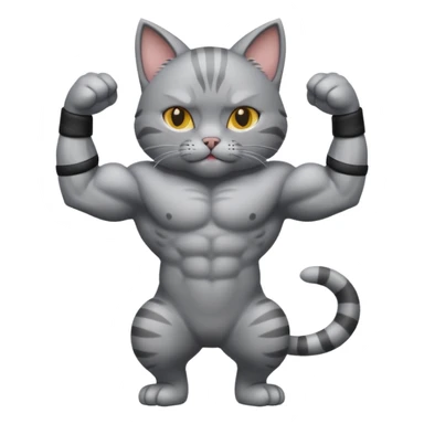 cat with muscle sticker