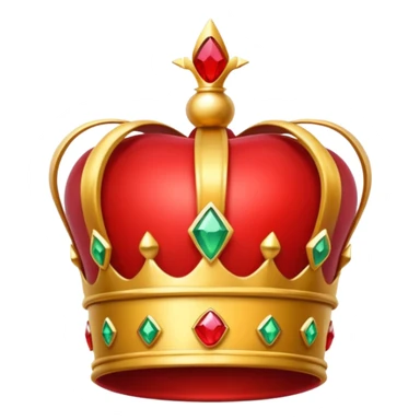 A red crown in the style of apple emojis, with a gem on the left sticker