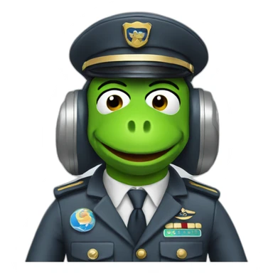 kermit as airline pilot with grey uniform sticker
