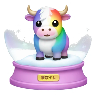 Kawaii rainbow pastel bull in snow globe  sticker