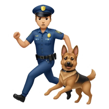 Police with dog is angry and police is running sticker