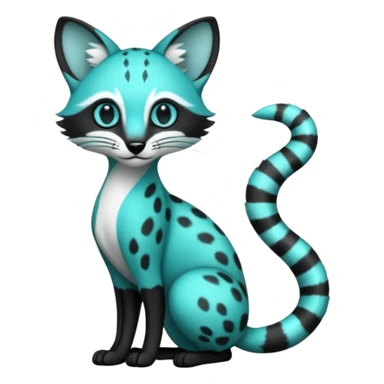 Blue green turquoise black white genet-fusion-hybrid-creature (full body) sticker