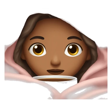 girl inside a light pink blanket sipping coffee eyes closed sticker