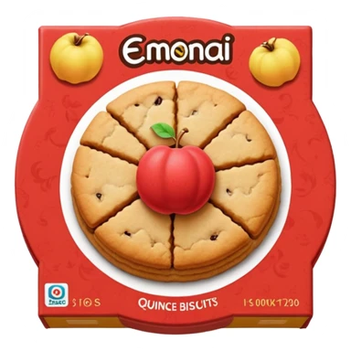 Emoji of a package of quince-flavored cookie-type biscuits, with some round biscuits and the red center visible. sticker