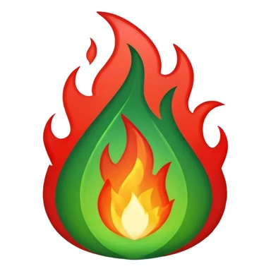 green and red flame sticker