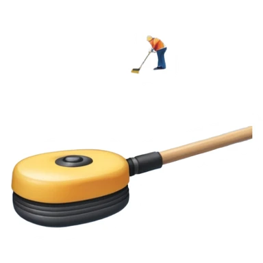 An icon showing the ice with a broom and a close-up of a curling stone sliding. The scene is set in a brightly lit stadium, with detailed spectator stands in the background. Transparent background highlights the focus, skill, and atmosphere of the curling sport. sticker