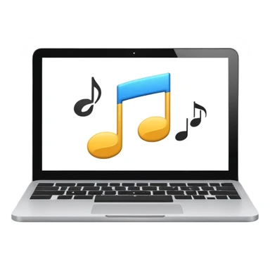 laptop screen showing a play button and notes sticker