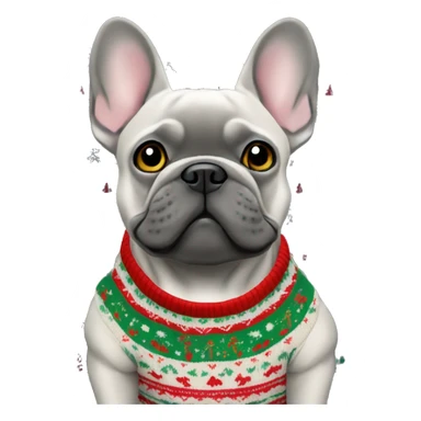 Gray French bulldog in Christmas sweater sticker
