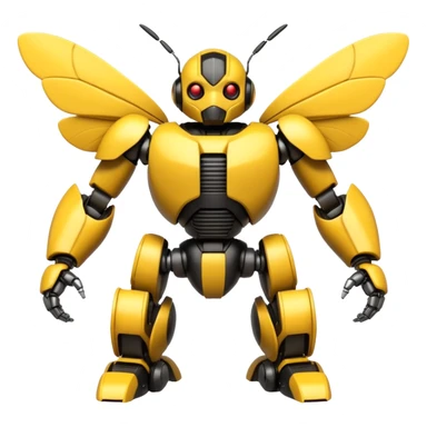 textCute yet badass robotic bumblebee in classic Bumblebee Transformers G1 style, anthropomorphic mech insect, sticker